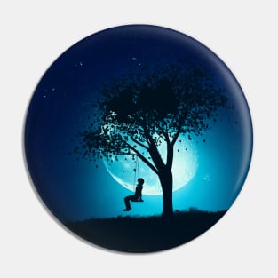 Girl on swing at night Pin