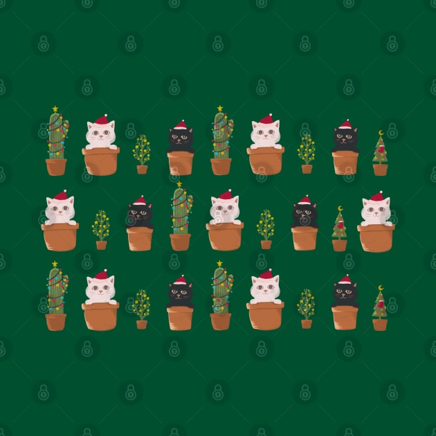 Cat and Plants Christmas tree cactus gifts by Chewbarber