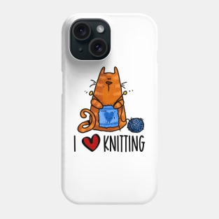 I Love Knitting (Ginger Kitty) Phone Case