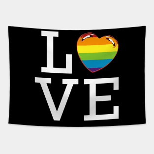 LGBT - Love - Rainbow Flag Heart Gay Pride Statement Tapestry