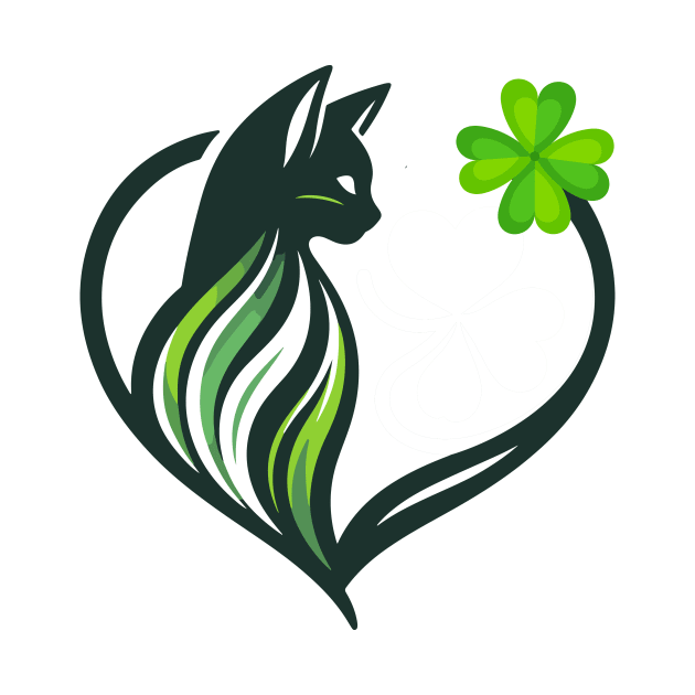 Cat And Shamrocks Leaf Clover Lucky St Patrick by Che Tam CHIPS