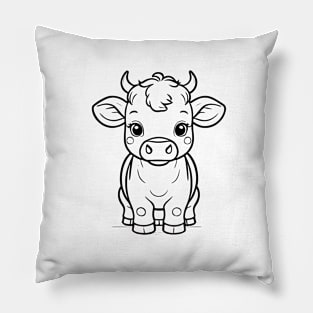 Cute Baby Cow Animal Outline Pillow