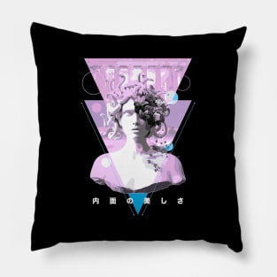 Vaporwave Medusa Statue Aesthetic Japanese Otaku Pillow