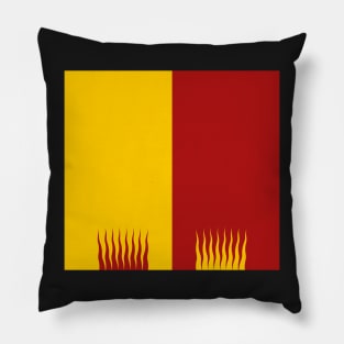 Talabecland Heraldry Colours - Halved with Flame Edging - Red and Yellow Pillow