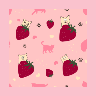 Strawberries cute cats T-Shirt