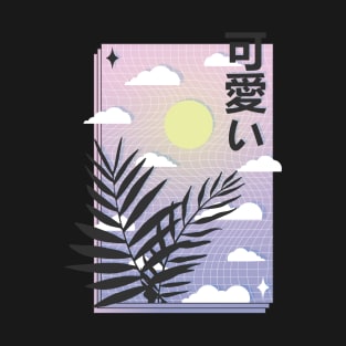 Japanese Aesthetic Flowers Vaporwave Pastel Art T-Shirt