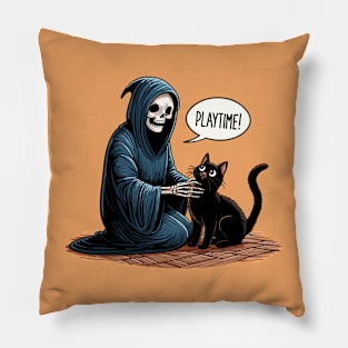 Playtime - The Death and black cat Pillow