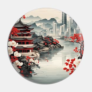 Hangzhou China Vintage Poster Tourism Pin