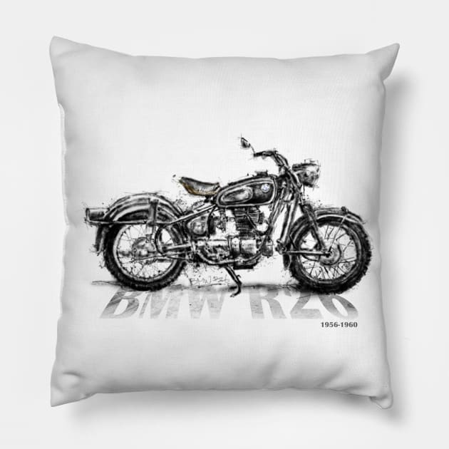 BMW R26 Sketch Painting Pillow by HelloDisco