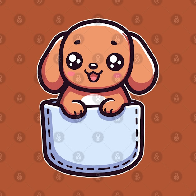 Dachshund Puppy in Pocket Kawaii Peeking Dog by Cuteness Klub