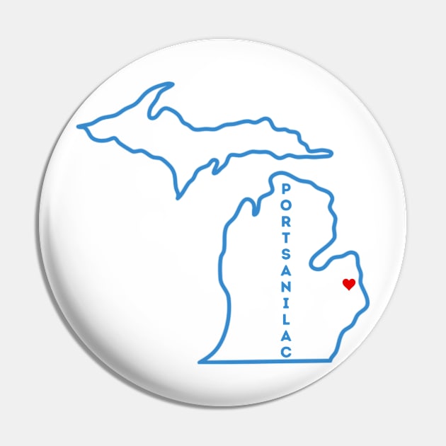 Port Sanilac MI Love (Blue) Pin by TorrezvilleTees