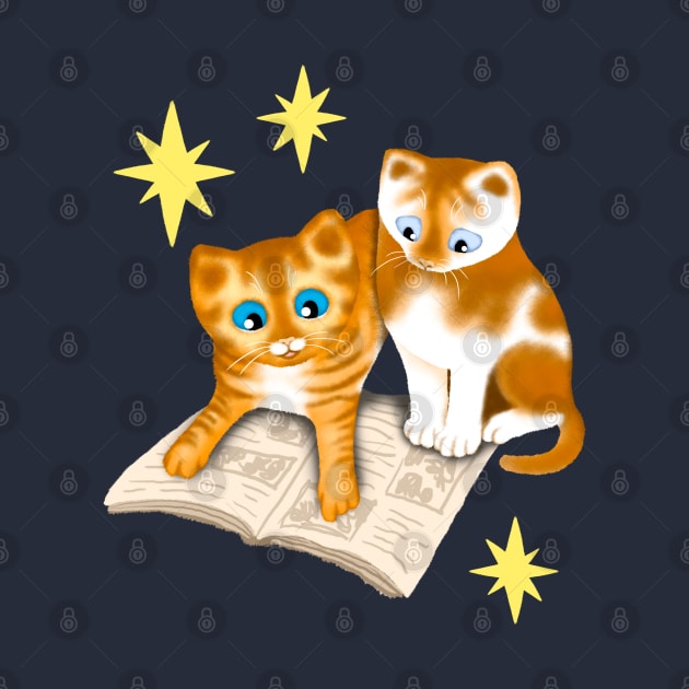 Two Ginger Kittens Reading by illucalliart