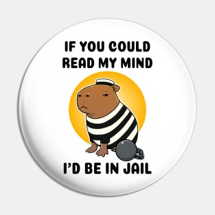 If you could read my mind I'd be in jail Capybara Prisioner Pin