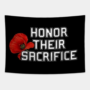 Honor Their Sacrifice Memorial with Red Poppy Flower (MD23Mrl006b) Tapestry