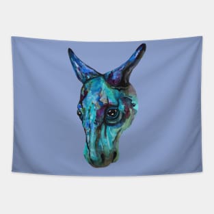 Blue cow watercolor skull Tapestry