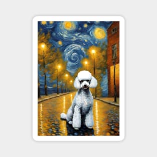 Cute Poodle Dog Breed in a Van Gogh Starry Night Art Style Magnet