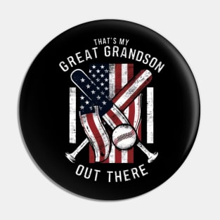 That's My Great Grandson Out There Grandma Baseball and Softball Women Gifts Pin