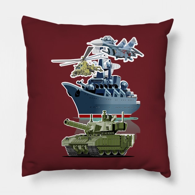 Cartoon military equipment Pillow by Mechanik