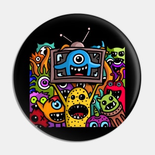 Monsters Doodle Old TV Pin