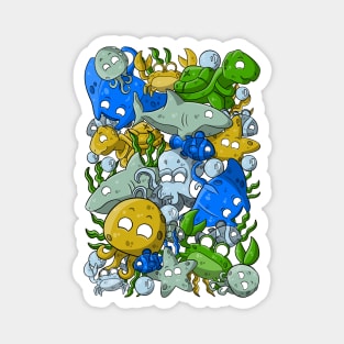 Sea creatures doodles Magnet