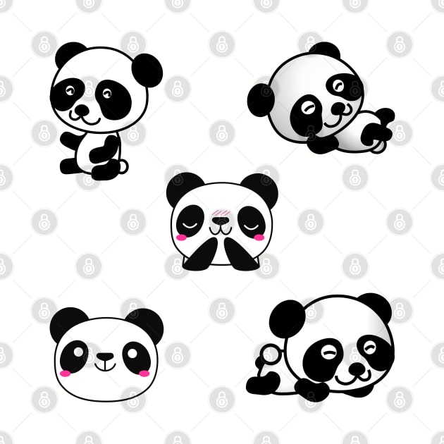 Cute And Playful Panda Sticker Pack by AishwaryaMathur