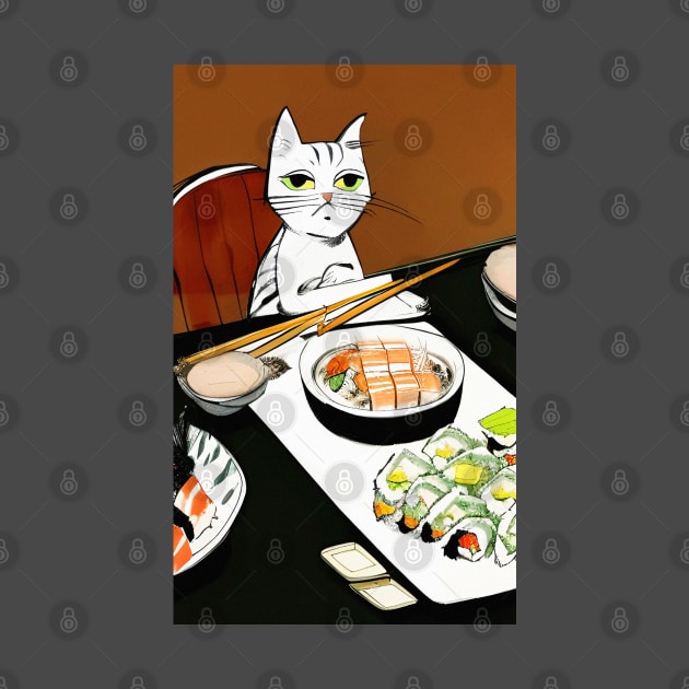 Melancholy Cat's Japanese Sushi Banquet by Vapison