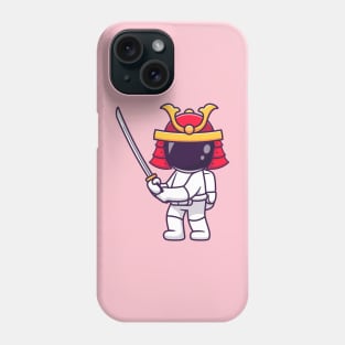 Cute Astronaut Samurai Warrior Holding Sword Cartoon Phone Case