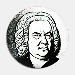 Johann Sebastian Bach Black and White Portrait | Johann Sebastian Bach Artwork 3 Pin