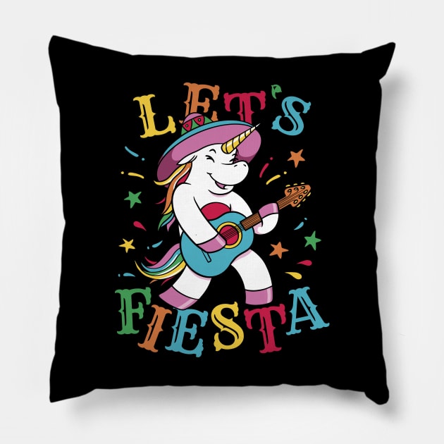 lets fiesta Cinco De Mayo Mexican unicorn Pillow by pugarts