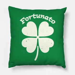 Fortunato Emblem - Distressed Four-Leaf Graphic Design Pillow