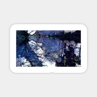 Majestic Fantasy River Sceen with Blue Leaves Reflecting in the Water Magnet