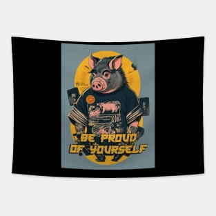 Be Proud Of Yourself Japanese Retro Boar Tapestry
