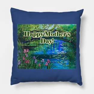 Happy Mother's Day at a bridge over peaceful waters Pillow