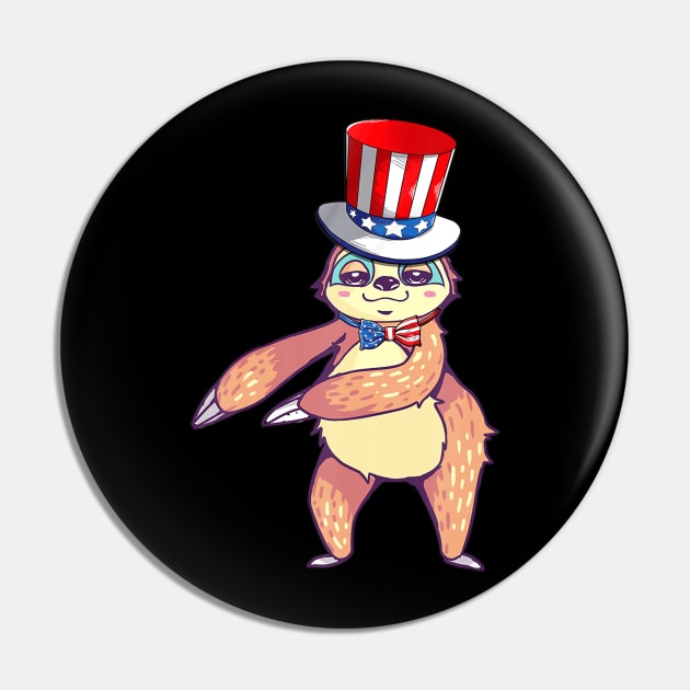 Sloth American Flag Hat Patriotic 4th Of July Gifts Pin by crowominousnigerian 