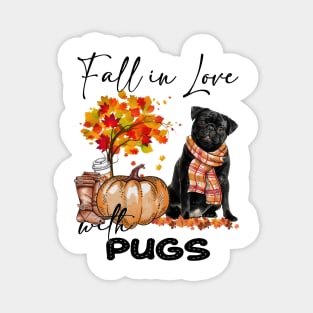Fall In Love With Pugs Dog Fall Pumpkin Thanksgiving Magnet
