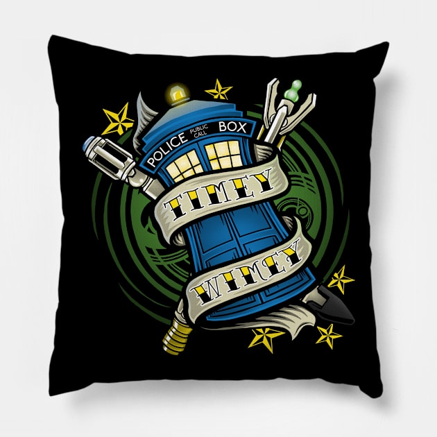 Timey Wimey Pillow by OfficeInk