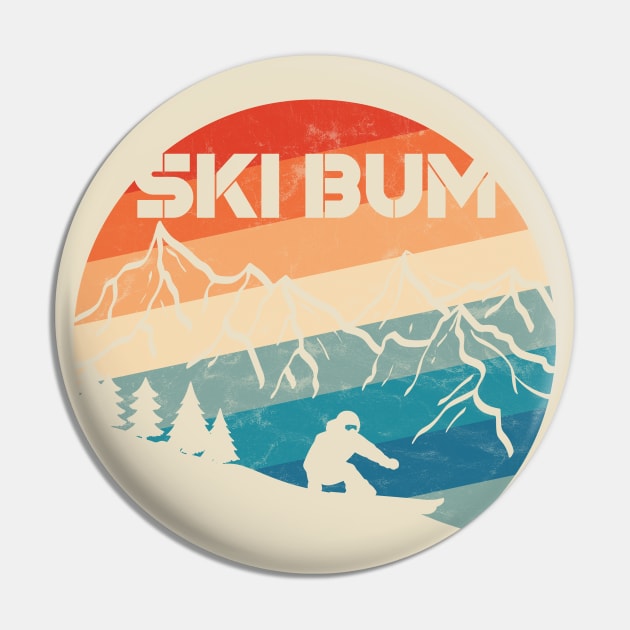 Retro Ski Bum Pin by PixelSamuel