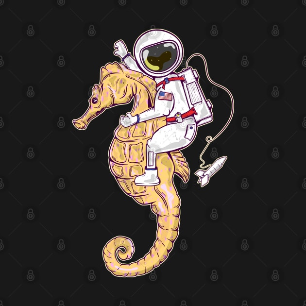 Astronaut riding a seahorse in space by mailboxdisco
