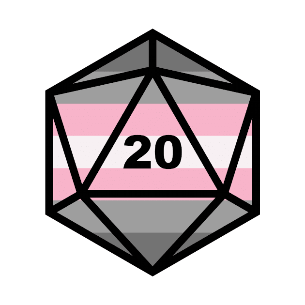 Pride D20: Demigirl by MeepDrawsThings