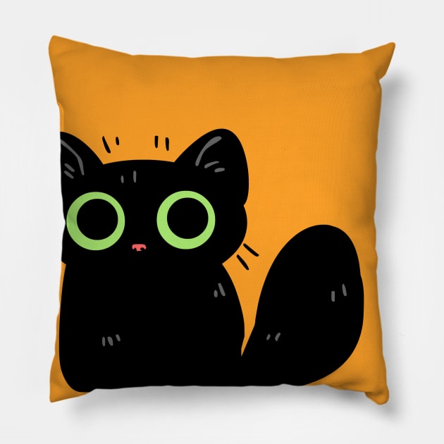 Cute Lil Black Cat Pillow by sky665