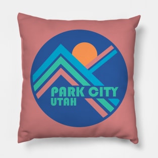 Park City Retro Line Mountains Blue Pillow