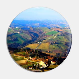 View from above at Marche hills covered by fields and forests Pin