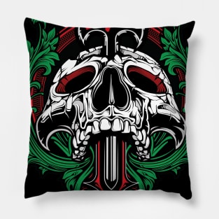 flower and skull head Pillow