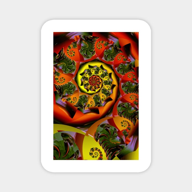 Orangey Red Spiral Fractal Magnet by pinkal