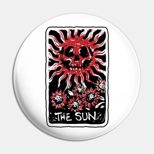 The Sun Blood Red Skeleton Skull Tarot Card Pin