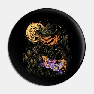 Jack O Lantern Scarecrow Halloween Gamer Spooky Design Pin