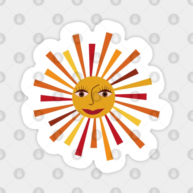 Beautiful Retro Boho Sun Face Magnet by yasminepatterns