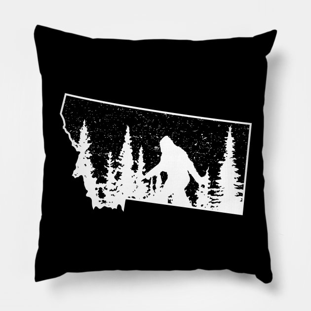 Bigfoot Montana State Map Pillow by Tesszero