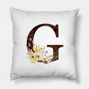 Floral Monogram G Lovely Autumn Foliage Pillow