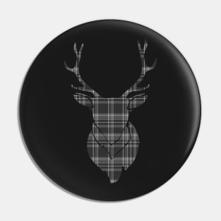 Rustic Tartan Pattern Stags Head Pin